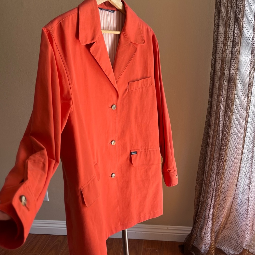 Faconnable Lightweight Women Jacket L Vibrant Coral Salmon Pink Vintage